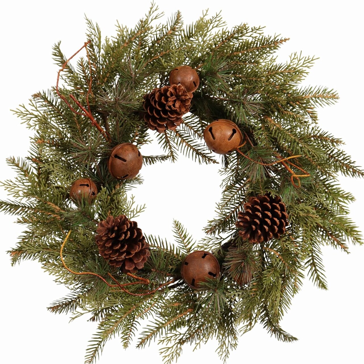 22-Inch Handcrafted Artificial Christmas Wreath with Pinecones
